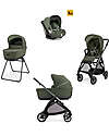 Inglesina Electa System Quattro - Loft Green - Passeggino + Culla Standup + Seggiolino Auto Darwin Infant I-Size + Telaio Iron Black Passeggini Trio e Duo