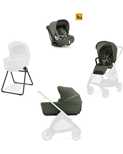 Inglesina Electa System Quattro - Loft Green - Seduta All Season + Culla Open Up + Standup + Seggiolino Auto Darwin Recline Passeggini Classici