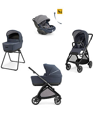 Inglesina Electa System Quattro - Rooftop Blue - Passeggino + Culla Standup + Seggiolino Auto Darwin Recline EVO + Telaio Iron Black Passeggini Trio e Duo