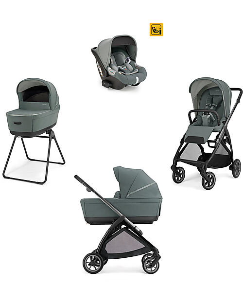 Inglesina Electa System Quattro - Studio Grey - Passeggino + Culla Standup + Seggiolino Auto Darwin Infant I-Size + Telaio Iron Black Passeggini Trio e Duo
