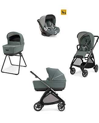 Inglesina Electa System Quattro - Studio Grey - Passeggino + Culla Standup + Seggiolino Auto Darwin Infant I-Size + Telaio Iron Black Passeggini Trio e Duo
