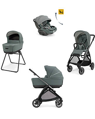 Inglesina Electa System Quattro - Studio Grey - Passeggino + Culla Standup + Seggiolino Auto Darwin Recline EVO + Telaio Iron Black Passeggini Trio e Duo