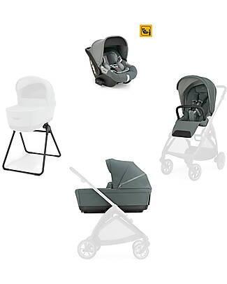 Inglesina Electa System Quattro - Studio Grey - Seduta All Season + Culla Open Up + Standup + Seggiolino Auto Darwin Passeggini Classici
