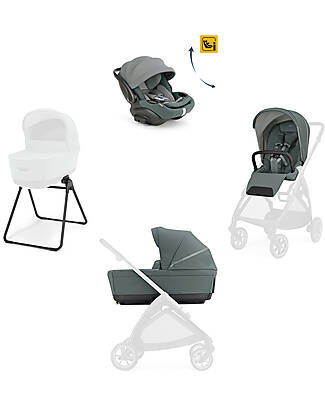 Inglesina Electa System Quattro - Studio Grey - Seduta All Season + Culla Open Up + Standup + Seggiolino Auto Darwin Recline Passeggini Classici