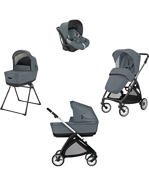Inglesina Electa System Quattro - Union Grey - Passeggino + Culla Standup + Seggiolino Auto Darwin Passeggini Trio e Duo