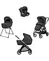 Inglesina Electa System Quattro - Upper Black - Passeggino + Culla Standup + Seggiolino Auto Darwin Passeggini Trio e Duo