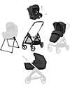 Inglesina Electa System Quattro - Upper Black - Passeggino + Culla Standup + Seggiolino Auto Darwin Recline Passeggini Trio e Duo