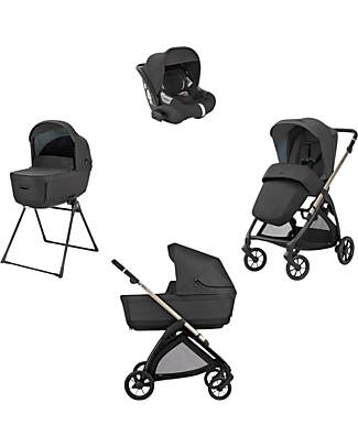 Inglesina Electa System Quattro - Upper Black - Stroller + Standup Cradle + Darwin Car Seat Trio and Duo Strollers