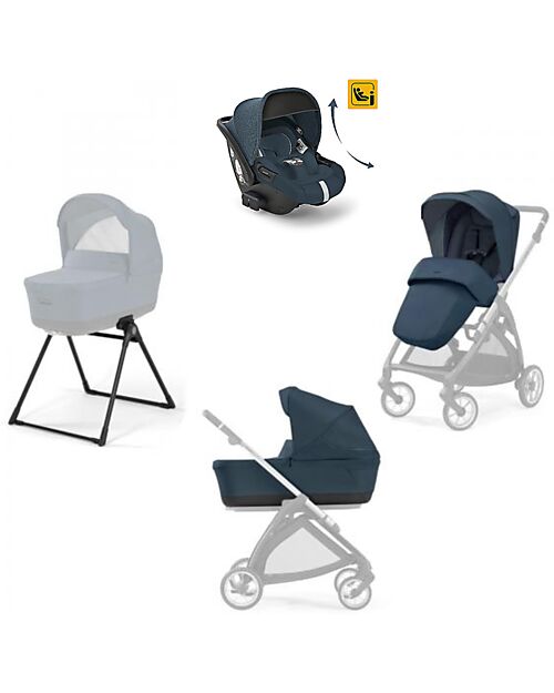 Inglesina Electa System Trio - Hudson Blue - Seduta Passeggino + Culla Standup + Seggiolino Auto Darwin Recline Passeggini Trio e Duo
