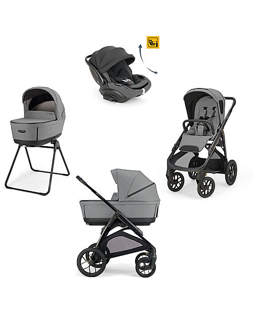 Inglesina System Quattro Aptica XT DRW-R-EVO Canyon Grey + Telaio Nero Passeggini Trio e Duo