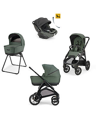 Inglesina System Quattro Aptica XT DRW-R-EVO Taiga Green + Telaio Nero Passeggini Trio e Duo