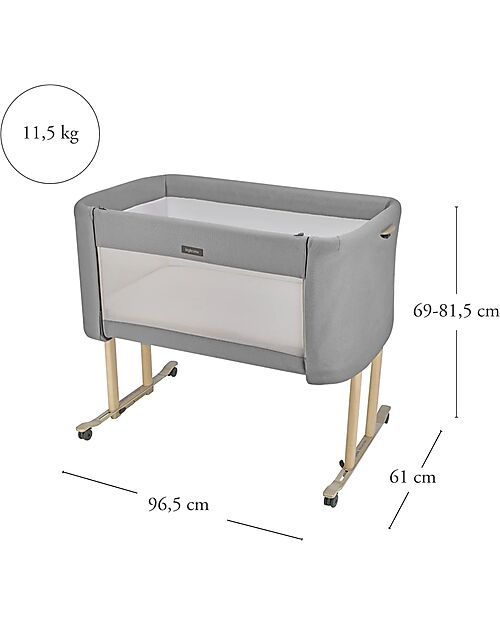 Inglesina Welcome Bed - Shiva Grey - Culla Co-sleeping progettata per il Baby Wellness Culle Next To Me
