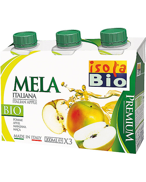 Isola Bio Succo e Polpa Premium, Mela, 3x200 ml - 100% Bio, in brick Succhi Bio