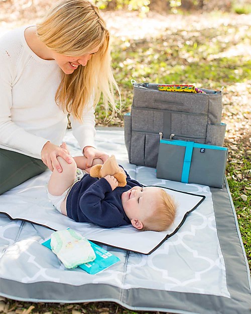 J L Childress Fasciatoio Pieghevole Full Body - Grigio/Azzurro Fasciatoi da Viaggio