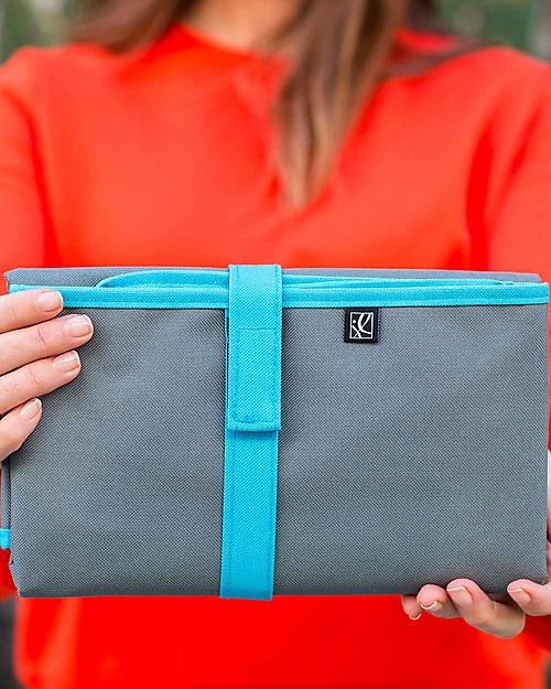 J L Childress Fasciatoio Pieghevole Full Body - Grigio/Azzurro Fasciatoi da Viaggio