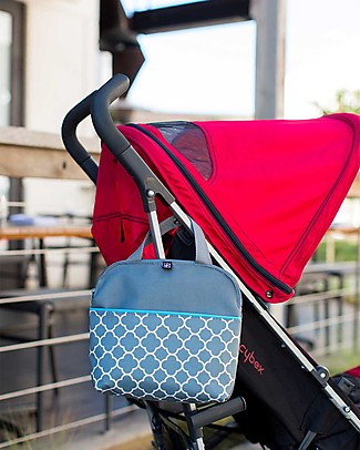J L Childress Maxi Porta Vivande Termico - Grigio/Bianco/Azzurro - Impermeabile e Capiente Zaini Asilo