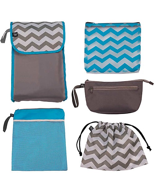 J L Childress Organizer per Borsa - Set da 5 - Grigio/Bianco/Azzurro Borse e Organizer