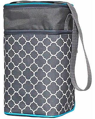 J L Childress Porta Vivande Termico da 6 Biberon - Grigio/Bianco/Azzurro - Impermeabile e Super Capiente Borse Pic Nic