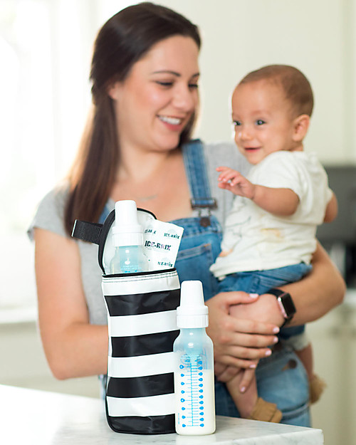 J L Childress Porta Vivande Termico - Righe Nero/Bianco - Adatto a Ogni Tipo di Bottiglia o Biberon Contenitori Termici