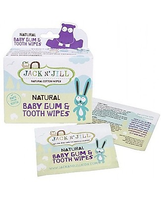 Jack 'n Jill Salviette in Cotone Denti e Gengive per Bambini, 25 p - Naturali e Sicure! Salviette Bimbo