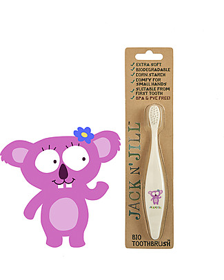 Jack 'n Jill Spazzolino per Bambini, Koala - Manico Biodegradabile Dentifricio e Spazzolini