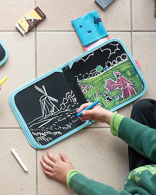 Jaq Jaq Bird Album da Colorare Grandi Artisti - Monet - Riutilizzabile più 4 Gessetti Zero Polvere Butterstix Disegnare e Colorare