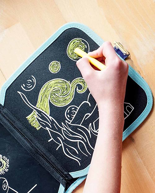 Jaq Jaq Bird Album da Colorare Grandi Artisti - Van Gogh - Riutilizzabile più 4 Gessetti Zero Polvere Butterstix unisex (bambini