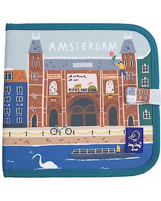 Jaq Jaq Bird Album Riutilizzabile Cities of Wonder - Amsterdam - Con 4 Gessetti Zero Polvere Butterstix! Disegnare e Colorare
