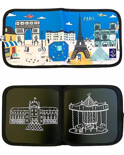Jaq Jaq Bird Album Riutilizzabile Cities of Wonder - Parigi - Con 4 Gessetti Zero Polvere Butterstix! Disegnare e Colorare
