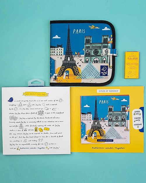 Jaq Jaq Bird Album Riutilizzabile Cities of Wonder - Parigi - Con 4 Gessetti Zero Polvere Butterstix! Disegnare e Colorare