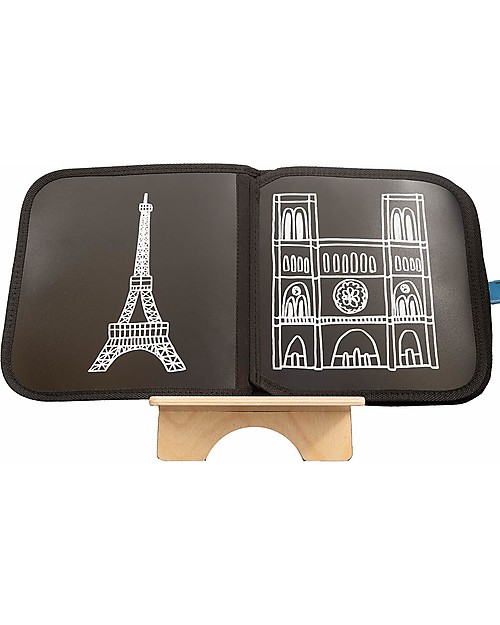 Jaq Jaq Bird Album Riutilizzabile Cities of Wonder - Parigi - Con 4 Gessetti Zero Polvere Butterstix! Disegnare e Colorare