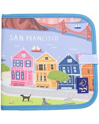Jaq Jaq Bird Album Riutilizzabile Cities of Wonder - San Francisco - Con 4 Gessetti Zero Polvere Butterstix! Disegnare e Colorare