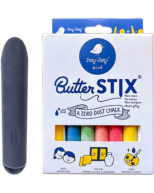 Jaq Jaq Bird Butterstix® Zero Polvere - Multicolor con porta gesso Disegnare e Colorare