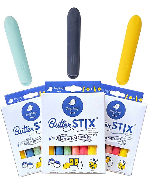 Jaq Jaq Bird Butterstix® Zero Polvere - Multicolor con porta gesso Disegnare e Colorare
