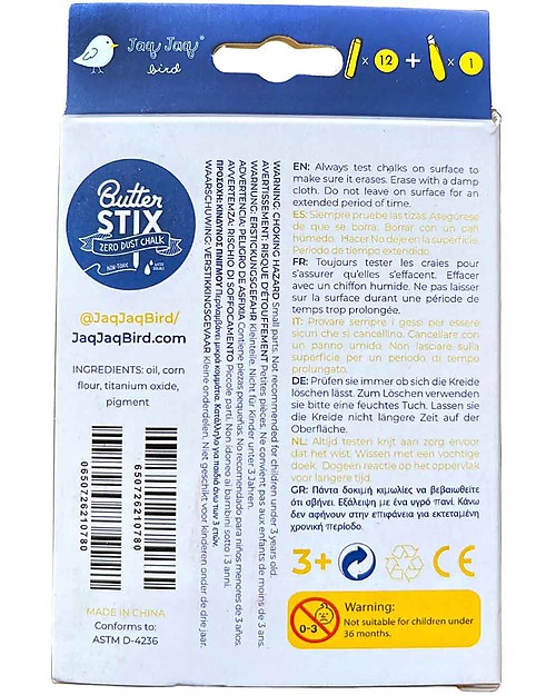 Jaq Jaq Bird Butterstix® Zero Polvere - Multicolor con porta gesso Disegnare e Colorare