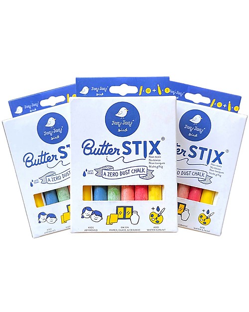 Jaq Jaq Bird Butterstix® Zero Polvere - Multicolor con porta gesso Disegnare e Colorare