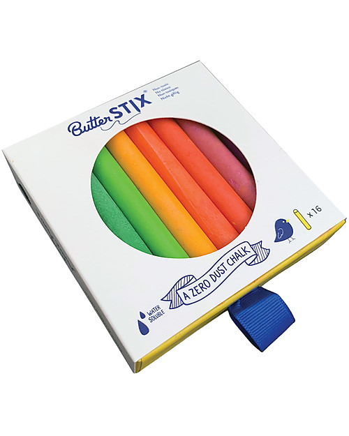 Jaq Jaq Bird Butterstix® Zero Polvere - Pacco di 16 Gessetti Multicolor Disegnare e Colorare