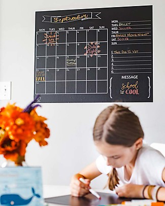 Jaq Jaq Bird Calendario da Muro - Effetto Lavagna - Include 4 Butterstix Gessetti Multicolore Disegnare e Colorare