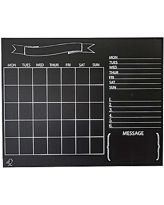 Jaq Jaq Bird Calendario da Muro - Effetto Lavagna - Include 4 Butterstix Gessetti Multicolore Disegnare e Colorare