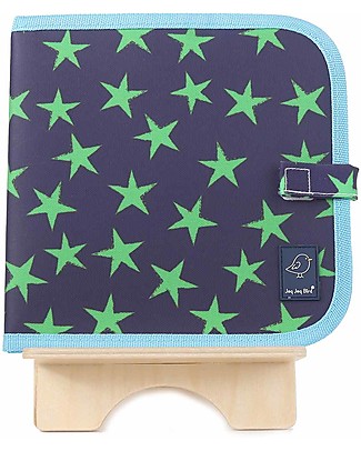 Jaq Jaq Bird Doodle It - Stelle Verde e Blu - Album Riutilizzabile più 4 Gessetti Zero Polvere Butterstix Disegnare e Colorare