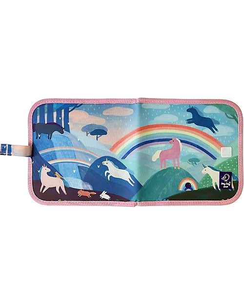 Jaq Jaq Bird Doodle It - Unicorni - Album Riutilizzabile più 4 Gessetti Zero Polvere Butterstix Disegnare e Colorare