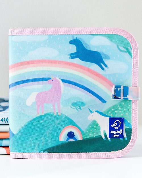 Jaq Jaq Bird Doodle It - Unicorni - Album Riutilizzabile più 4 Gessetti Zero Polvere Butterstix Disegnare e Colorare