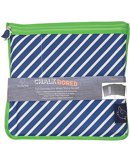 Jaq Jaq Bird Lavagnetta Giochi da Viaggio Games 5in1 con Gessetti Zero Polvere - Tris e 4 altri Giochi Classici Lavagnette