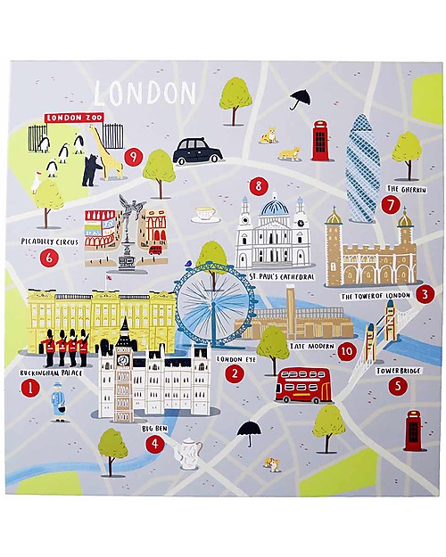 Jaq Jaq Bird Set di Adesivi Cities of Wonder - Londra - Include una Mappa della Città! Adesivi e Timbri