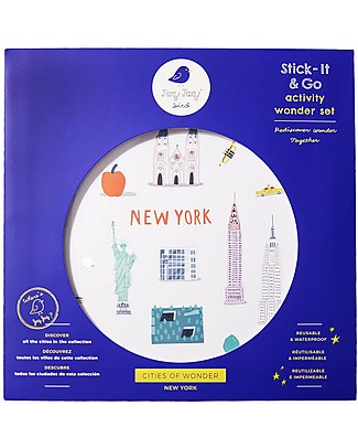 Jaq Jaq Bird Set di Adesivi Cities of Wonder - New York - Include una Mappa della Città! Adesivi e Timbri