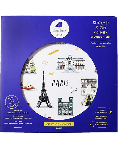 Jaq Jaq Bird Set di Adesivi Cities of Wonder  - Parigi - Include una Mappa della Città! Adesivi e Timbri