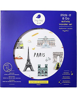 Jaq Jaq Bird Set di Adesivi Cities of Wonder - Parigi - Include una Mappa della Città! Adesivi e Timbri