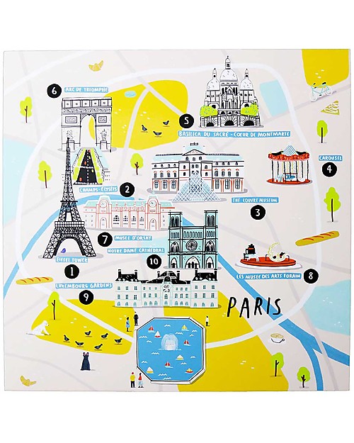 Jaq Jaq Bird Set di Adesivi Cities of Wonder  - Parigi - Include una Mappa della Città! Adesivi e Timbri