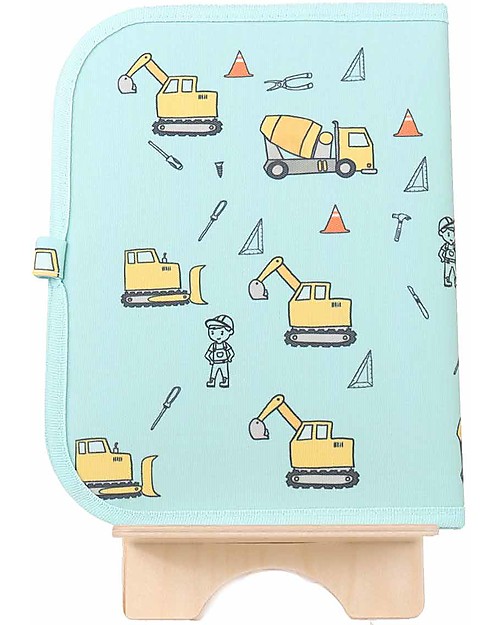 Jaq Jaq Bird Tovaglietta 2in1 "Gioca e Mangia", Construction - Include 4 gessetti Butterstix Disegnare e Colorare