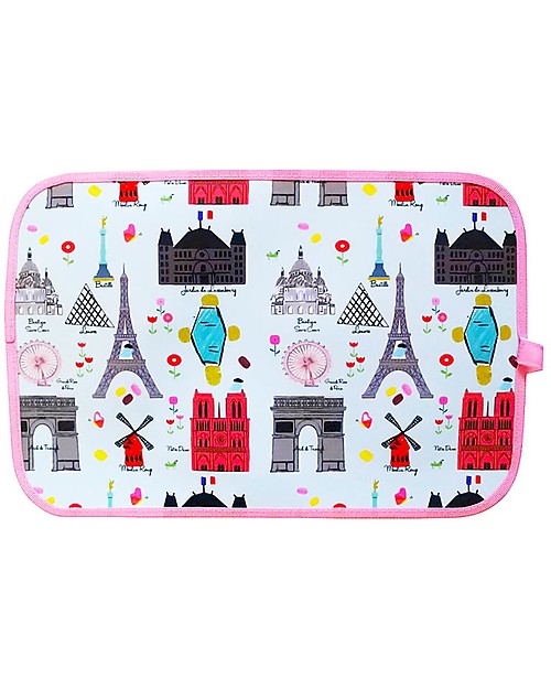 Jaq Jaq Bird Tovaglietta Doppia Funzione "Gioca e Mangia" con Gessetti Zero Polvere - Parigi Disegnare e Colorare